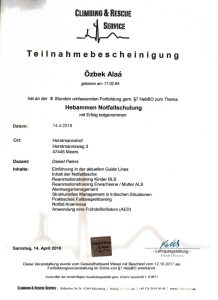Zertifikat Hebammen Notfallschulung - Hebamme Alaá Özbek